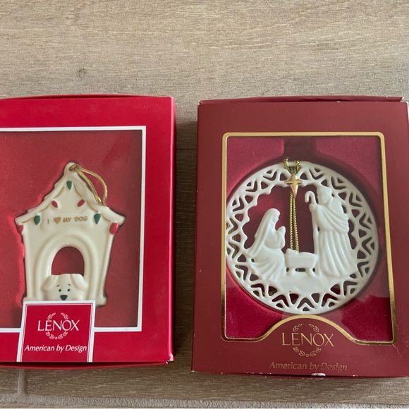 Set of 2 Lenox Christmas Ornament Holiday Nativity I love my dog - Picture 7 of 7